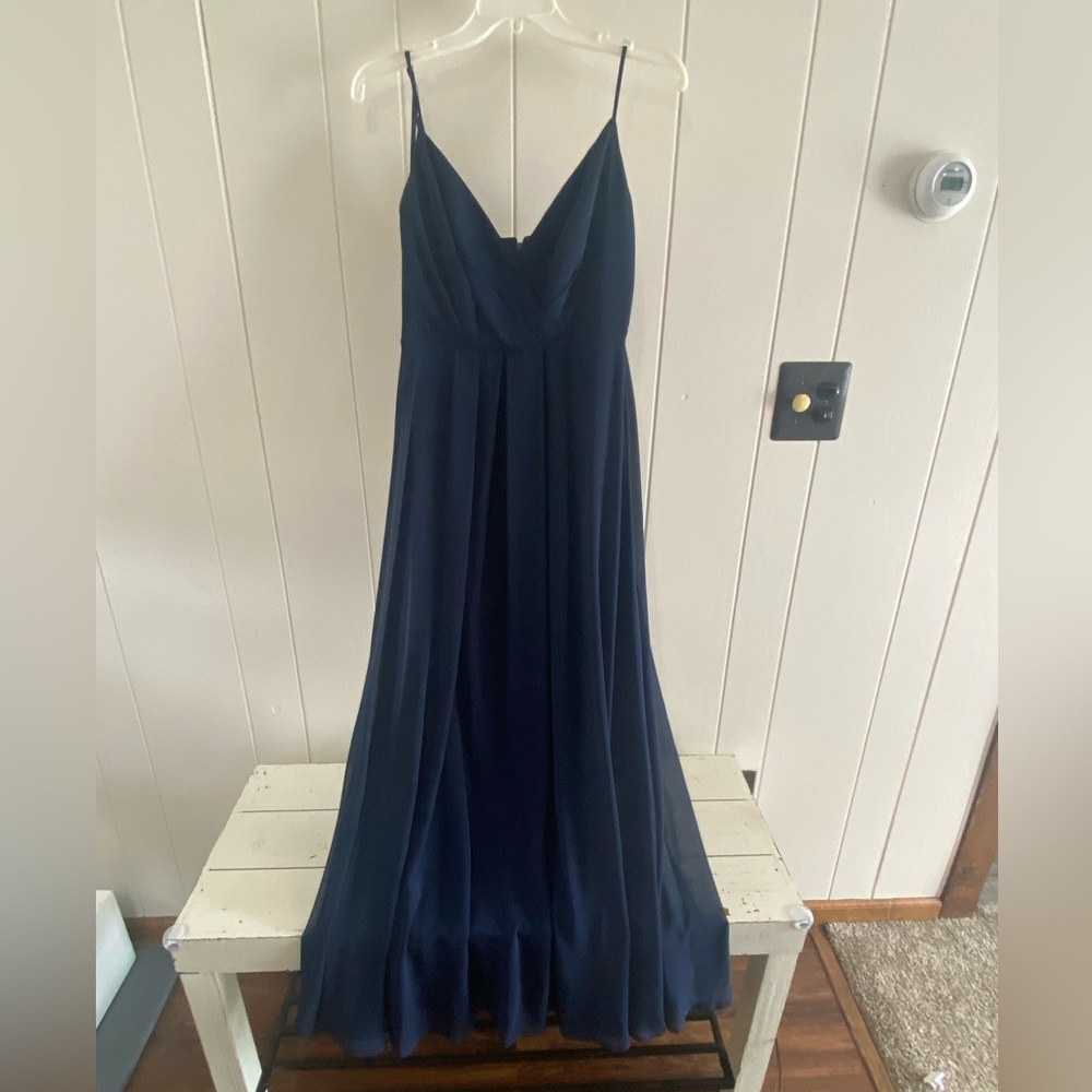 Navy Blue Bridesmaid Dress. Work twice. small pull in top fabric.